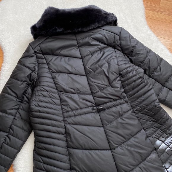 WEATHERPROOF Women's Modern Shaped Puffer Coat, Faux Fur, Black, Size 1X - Picture 8 of 10